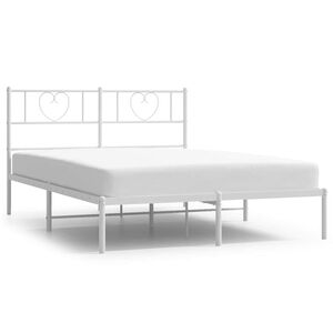 vidaXL Estrutura de cama com cabeceira 135x190 cm metal branco