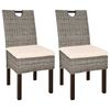 vidaXL Cadeiras de jantar, 2 pcs, vime Kubu e madeira de mangueira