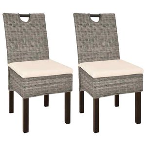 vidaXL Cadeiras de jantar, 2 pcs, vime Kubu e madeira de mangueira