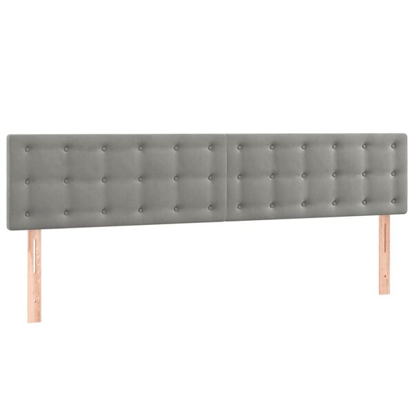 vidaXL Cabeceira de cama c/luzes LED veludo 160x5x78/88 cm cinza-claro