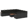vidaXL 12 pcs conjunto de sof&aacute;s de jardim c/ almofad&otilde;es vime PE preto