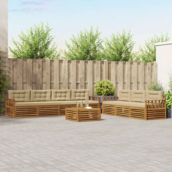 vidaXL Conjunto de Sof&aacute;s para Exterior 8 pcs Natural e Bege