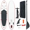 vidaXL Conjunto prancha de paddle SUP insufl&aacute;vel vermelho e branco