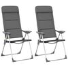 vidaXL Cadeiras de campismo 2 pcs 58x69x111 cm alum&iacute;nio cinzento