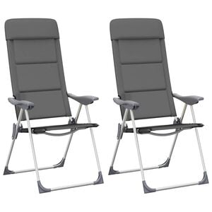 vidaXL Cadeiras de campismo 2 pcs 58x69x111 cm alum&iacute;nio cinzento
