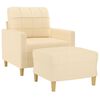 vidaXL Poltrona com apoio de p&eacute;s 60 cm tecido cor creme