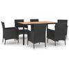vidaXL 7 pcs conjunto de jantar p/ jardim c/ almofad&otilde;es vime PE preto
