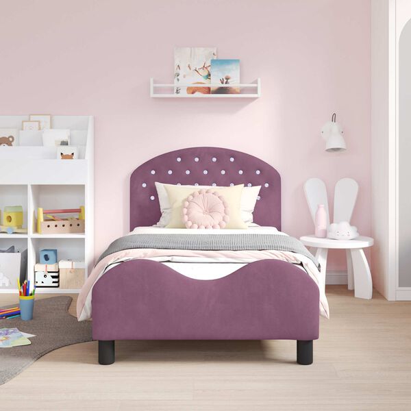 vidaXL Estrutura de Cama Infantil com Cabeceira Roxo 80 x 160 cm
