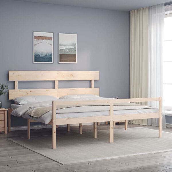 vidaXL Cama para idosos com cabeceira 200x200 cm madeira maci&ccedil;a