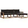 vidaXL Conjunto de Sof&aacute;s para Exterior 4 pcs Natural e Preto