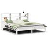 vidaXL Cama com estante sem colch&atilde;o 180x200 cm pinho maci&ccedil;o branco