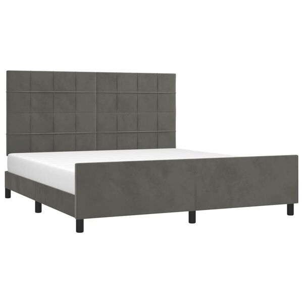 vidaXL Estrutura de cama sem colch&atilde;o 160x200 cm veludo cinzento-escuro