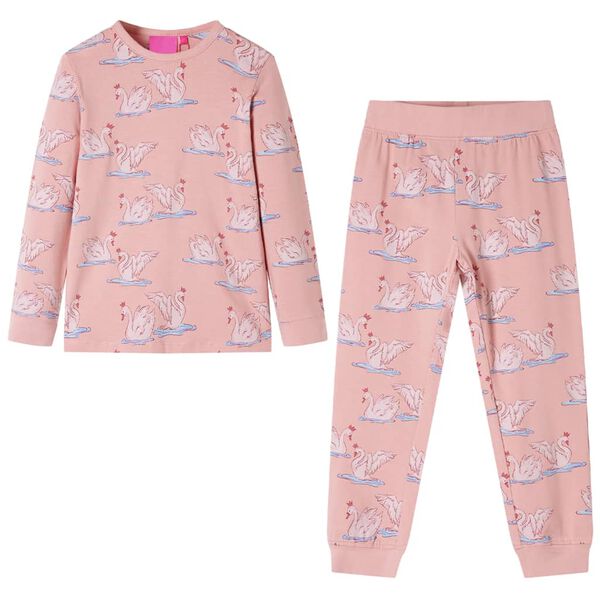 Pijama de manga comprida para criança rosa-claro 128