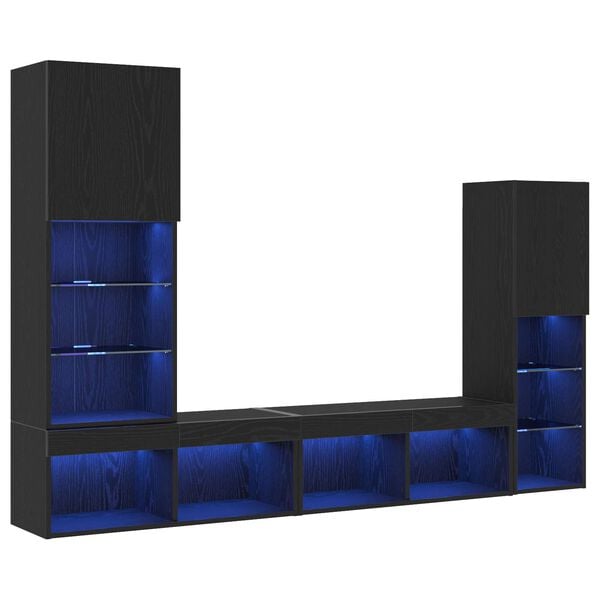 vidaXL Gabinete para TV 4 pcs Carvalho preto Madeira processada