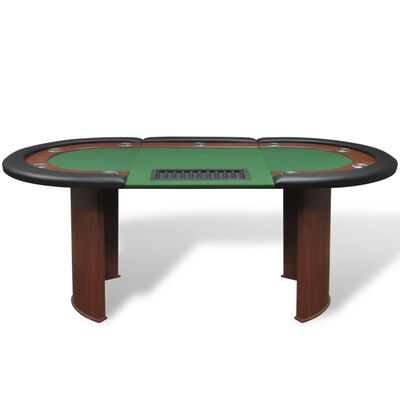 vidaXL Mesa poker 10 jogadores c/ área crupiê e tabuleiro fichas verde