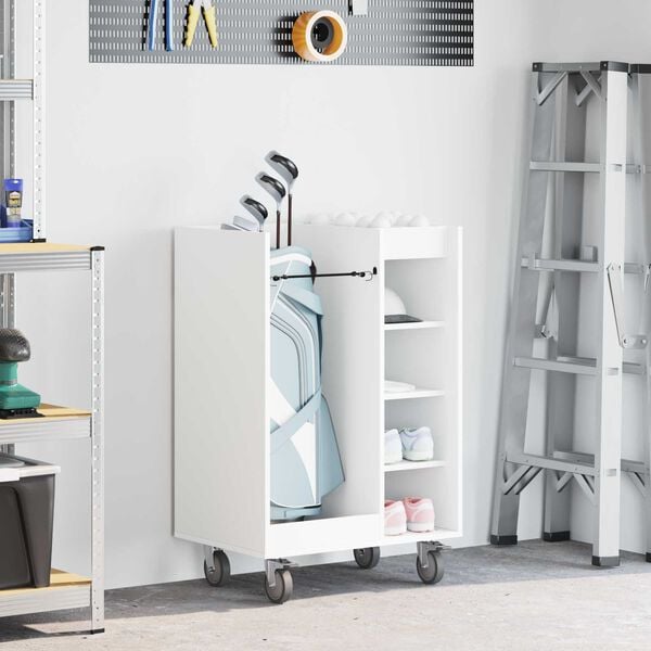 vidaXL Arm&aacute;rio de Golfe com roda Liso Branco 65 x 45 x 98 cm