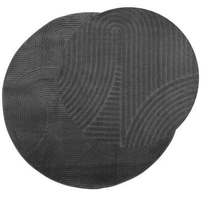 vidaXL Tapete de pelo curto IZA visual escandinavo Ø 100 cm antracite