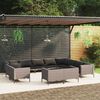 vidaXL 12 pcs conj. lounge jardim c/ almofad&otilde;es vime PE cinza-escuro