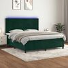 vidaXL Cama box spring c/ colch&atilde;o/LED 180x200 cm veludo verde-escuro