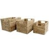 vidaXL Conjunto cestos de arruma&ccedil;&atilde;o 3 pcs jacinto de &aacute;gua