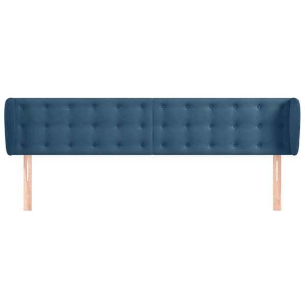 vidaXL Cabeceira de cama c/ abas veludo 183x23x78/88cm azul-escuro