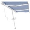 vidaXL Toldo autom&aacute;tico LED e sensor de vento 600x300 cm azul e branco