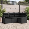 vidaXL Conjunto de Sof&aacute; de Jardim 4 pcs Preto vime PE