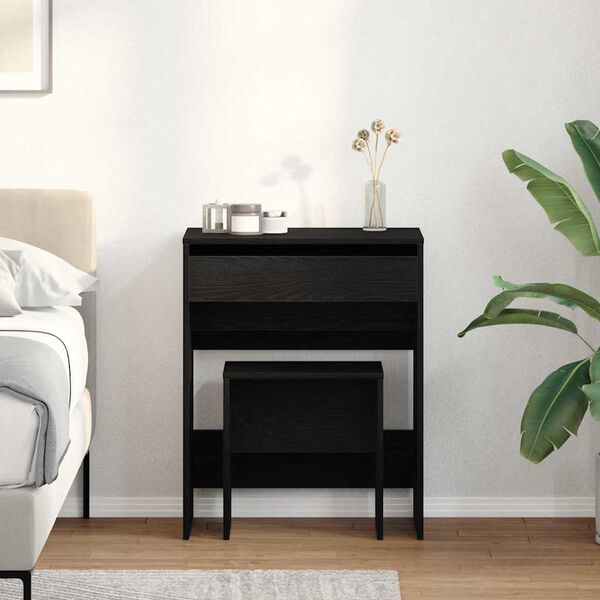 vidaXL Mesa de Maquiagem com gaveta Carvalho preto 60 x 40 x 75 cm