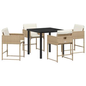 vidaXL Conjunto de Jantar para Jardim 5 pcs Bege vime PE