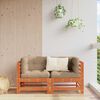 vidaXL Sof&aacute; de Canto para Jardim Madeira de pinho maci&ccedil;o Castanho Cera
