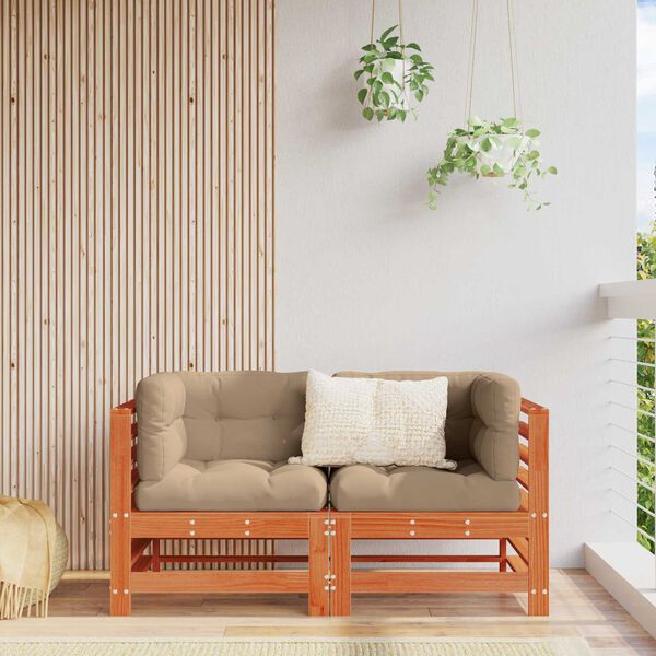 vidaXL Sof&aacute; de Canto para Jardim Madeira de pinho maci&ccedil;o Castanho Cera