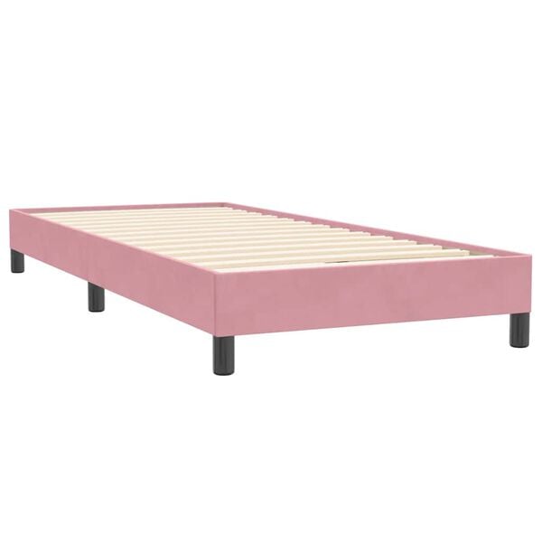 vidaXL Cama com molas sem colch&atilde;o 100x220 cm veludo rosa