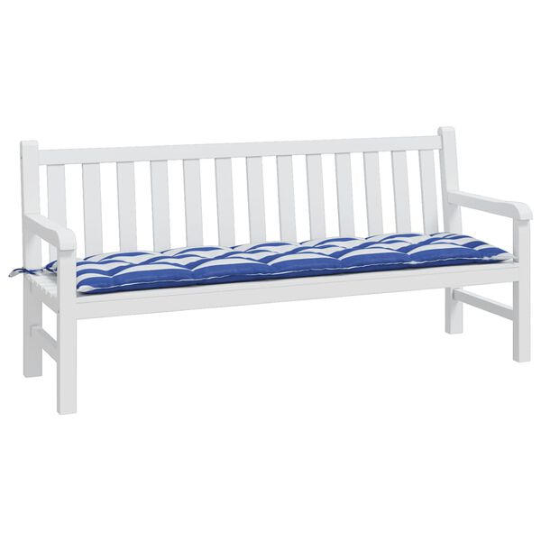 vidaXL Almofad&atilde;o p/ banco jardim 180x50x7 cm tecido oxford azul/branco