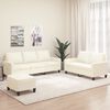 vidaXL 3 pcs conjunto sof&aacute;s c/ almofad&otilde;es couro artificial cor creme