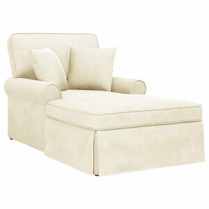vidaXL Chaise Lounge com Saia Creme 91 x 157 x 91 cm Tecido Canaletado