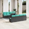 vidaXL Conjunto de Sof&aacute; de Jardim 7 pcs Preto e azul vime PE