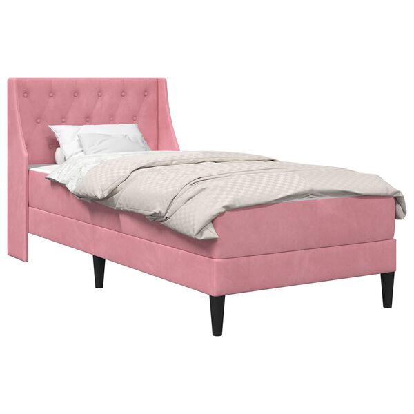 vidaXL Estrutura de cama com colch&atilde;o Rosa 80 x 200 cm Veludo