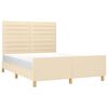 vidaXL Estrutura de cama sem colch&atilde;o 140x200 cm tecido cor creme