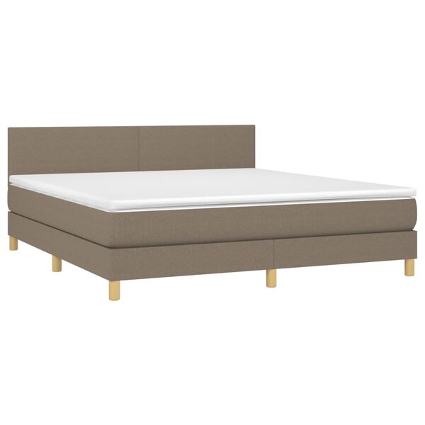 vidaXL Cama box spring colch&atilde;o/LED 160x200 cm tecido cinza-acastanhado