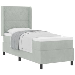 vidaXL Cama Box com colch&atilde;o Cinzento-claro 80 x 200 cm Veludo