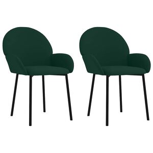 vidaXL Cadeiras de jantar 2 pcs veludo verde-escuro