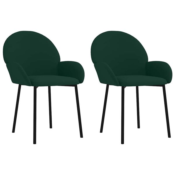 vidaXL Cadeiras de jantar 2 pcs veludo verde-escuro