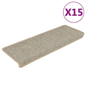 vidaXL Tapetes escada adesivos aspeto sisal 15 pcs 65x21x4 cm verde claro