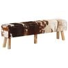 vidaXL Banco 160x28x50 cm couro de cabra genu&iacute;no castanho e branco
