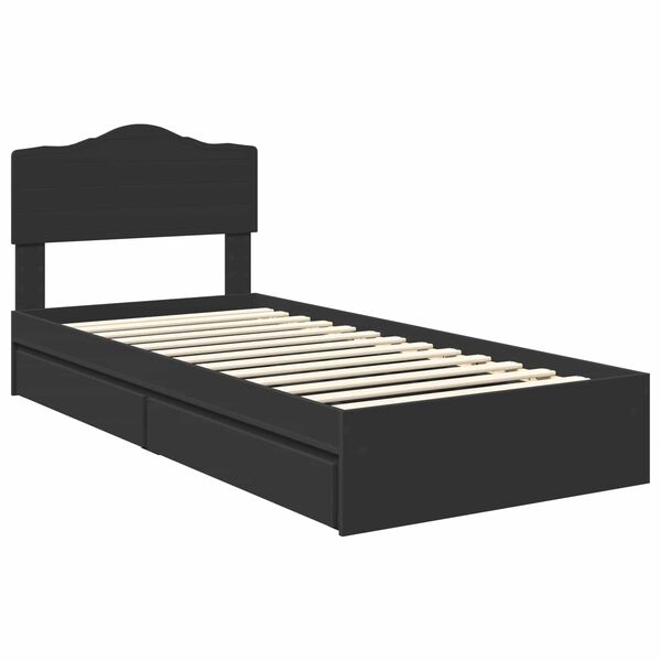 vidaXL Cama com Armazenamento Preto 70 x 190 cm Madeira processada