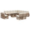 vidaXL Conjunto de Sof&aacute; de Jardim 14 unid. Bege e Branco Creme vime PE