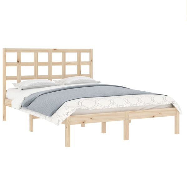 vidaXL Estrutura de cama casal 135x190 cm madeira maci&ccedil;a