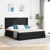 vidaXL Cama com fitas LED com cabeceira Preto 180 x 200 cm tecido