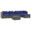 vidaXL 6 pcs conjunto lounge de jardim c/ almofad&otilde;es vime PE cinzento