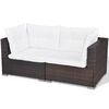 vidaXL 6 pcs conjunto lounge jardim c/ almofad&otilde;es vime PE castanho